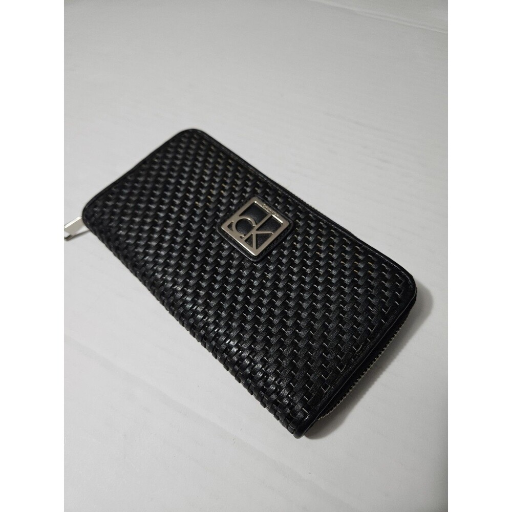 Calvin Klein CK Black Basketweave Zip-Around Women's Wallet